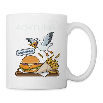 Fischbrötchen Burger Nordsee Humor - Tasse - Weiß - Rechts