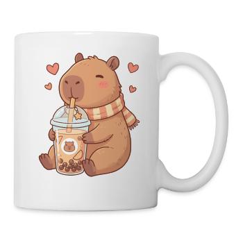 Cozy Kawaii Capybara Sips Boba Tea - Mug - white - Right