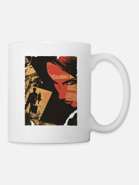Noir-Collage-Porträt - Tasse - Weiß