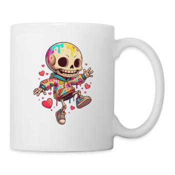 Buntes Skelett im Hoodie Tanz - Tasse - Weiß - Rechts