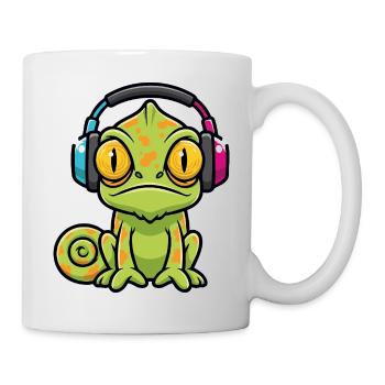 Baby Chameleon Headphones Cartoon Music - Mug - white - Right