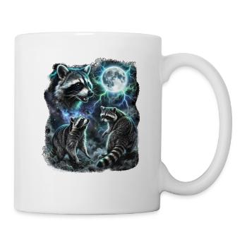 THREE Wild Raccoons with Moon Wildlife Designs - Mug - white - Right