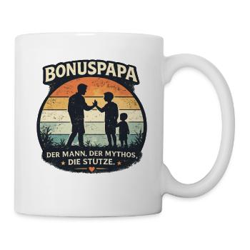 Bonuspapa Mythos Stütze Retro Vatertag - Tasse - Weiß - Rechts
