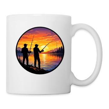 Angler sunset on the lake - Mug - white - Right