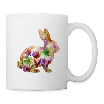 Hase Aquarell Ostern Bunt - Tasse - Weiß - Rechts