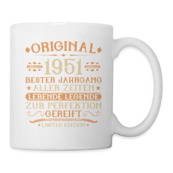 1951 Geboren Lebende Legende 75. Geburtstag - Tasse - Weiß - Rechts