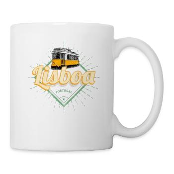 Lissabon Portugal mit Retro Tram Vintage Souvenir - Tasse - Weiß - Rechts