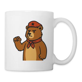 Ours éveillé avec une écharpe rouge - Mug blanc - blanc - Droite
