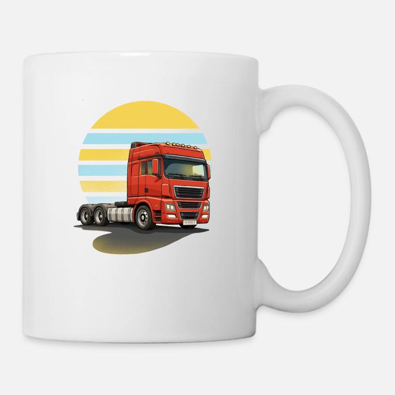 Roter LKW - Tasse - Weiß