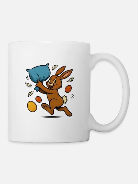 Hoppel-Hammer: Pillow Fight Ostern! - Tasse - Weiß