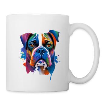 Boxer Dog Porträt Lebendige Ölgemälde Kunst - Tasse - Weiß - Rechts