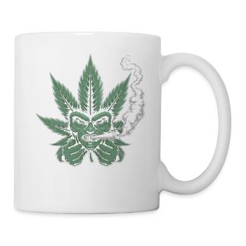 Chemise à cannabis – Cannabis Leaf Face Stoner - Mug blanc - blanc - Droite