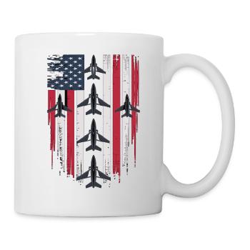 Jet Fighter USA Flag – Pilot Airplane - Mug - white - Right
