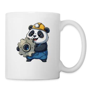 Panda Construction Worker with Gear - Mug - white - Right