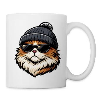 Cat coolness with a hat and sunglasses - Mug - white - Right