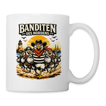Banditen des Nordens Möwen Fischbrötchen Diebe - Tasse - Weiß - Rechts