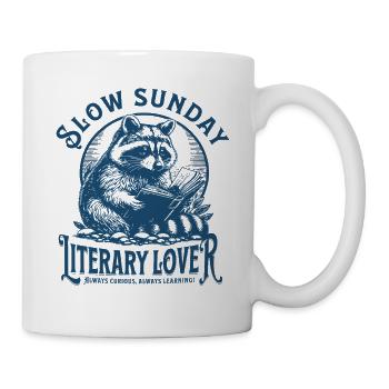 Slow Sunday Raccoon – Literary Lover - Mug - white - Right