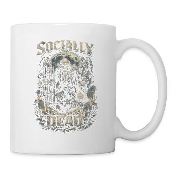 Friedhof Goth Humor Socially Dead - Tasse - Weiß - Rechts