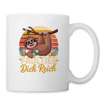  Faultier Dich Reich Lustiger Faultier Money - Tasse - Weiß - Rechts
