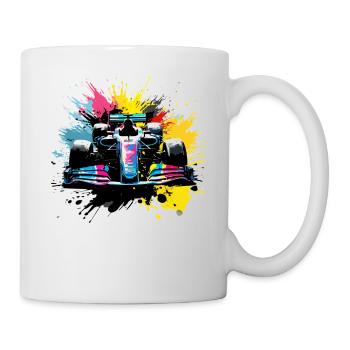 Rennwagen Farbenfroher Splash-Art-Rennfahrer - Tasse - Weiß - Rechts