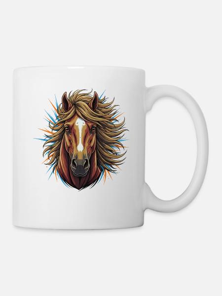 Pferdekopf Neon-Explosion - Tasse - Weiß