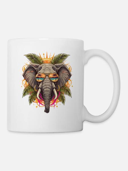 Elephanten-Sonnenbrille Tropen - Tasse - Weiß