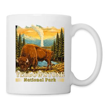 Yellowstone National Park Buffalo Camping - Mug - white - Right