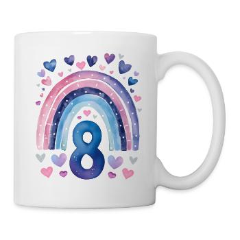 Anniversaire 8 Fille Arc-en-ciel Huit ans - Mug blanc - blanc - Droite