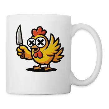 T-shirt poulet fou – Poulet avec couteau - Mug blanc - blanc - Droite