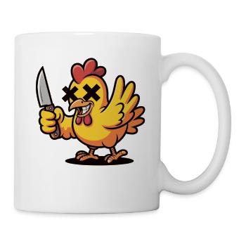 T-shirt poulet fou – Poulet avec couteau - Mug blanc - blanc - Droite