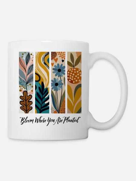Blühende Botanische Panel-Collage - Tasse - Weiß