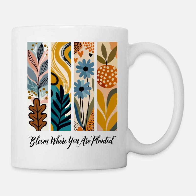 Blühende Botanische Panel-Collage - Tasse - Weiß