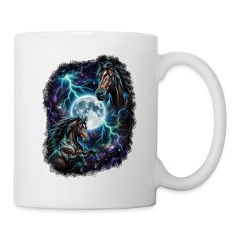 Two Wild Horses with Moon Wildlife Designs - Mug - white - Right