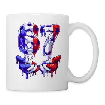 Fußball 67 Meme für Jungen Kinder 67 sechs sieben 6 7 - Tasse - Weiß - Rechts