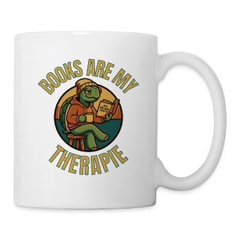 Les livres sont mon t-shirt de thérapie – Turtl amoureuse de livres douillette - Mug blanc - blanc - Droite