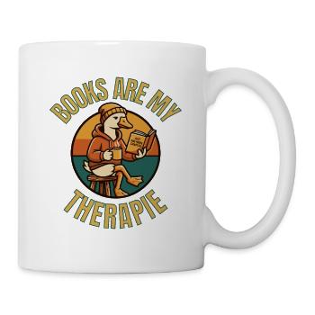 Books Are My Therapy Shirt – Funny Goose Reading T - Tasse - Weiß - Rechts