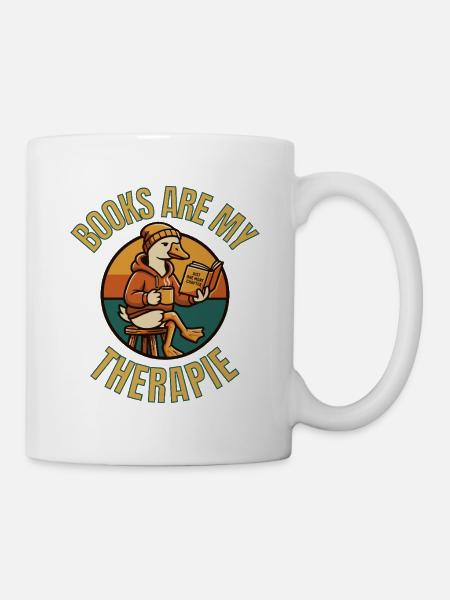 Les livres sont mon t-shirt de thérapie – Drôle de lecture d’oie - Mug blanc - blanc