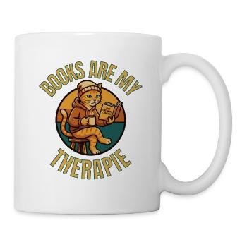 Les livres sont mon t-shirt de thérapie – T-shirt drôle de lecture de chat - Mug blanc - blanc - Droite