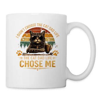Cat Dad Life – Cat with Sunglasses & Coffee Vin - Mug - white - Right
