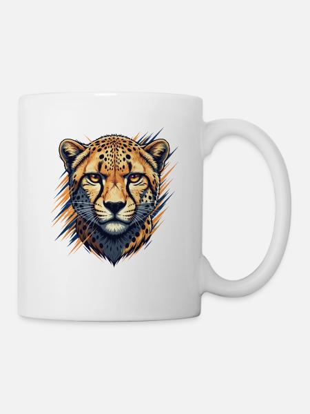Cheetah Kopf Neon Pinselstil - Tasse - Weiß