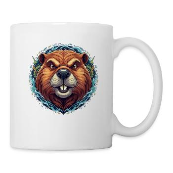 Glowing beaver in the neon ring - Mug - white - Right