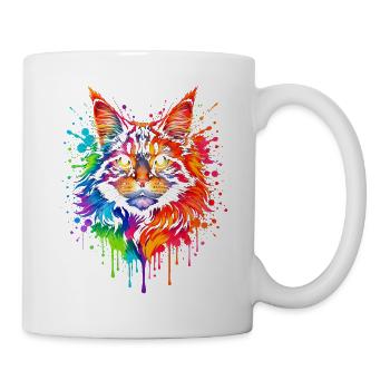 Maine Coon Neon | Cat Art Pop Art - Mug - white - Right