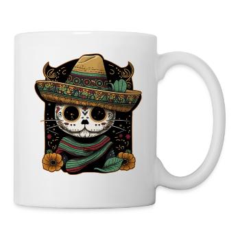Mexican Cat Cinco De Mayo Sugar Skull Sombrero - Mug - white - Right