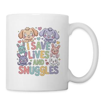 Technicien vétérinaire que je sauve des vies et câline Technicien de soins pour animaux - Mug blanc - blanc - Droite