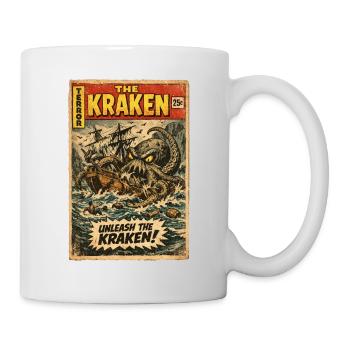 Kraken Seeungeheuer Vintage Comic - Tasse - Weiß - Rechts