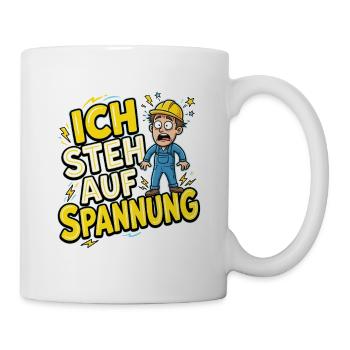 Ich steh auf Spannung Elektriker Spruch – Lustiges - Tasse - Weiß - Rechts