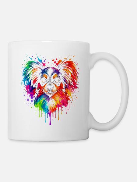 Papillon | Zwergspaniel Pop Art - Tasse - Weiß