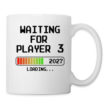 Werdender Papa 2027 Bald Mama Waiting For Player 3 - Tasse - Weiß - Rechts