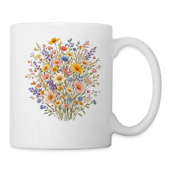 Vintage Blumen-Frauen-Wildblumen-Gartengarten - Tasse - Weiß - Rechts