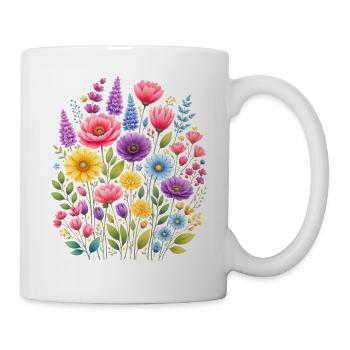 Vintage Blumen-Frauen-Wildblumen-Gartengarten - Tasse - Weiß - Rechts